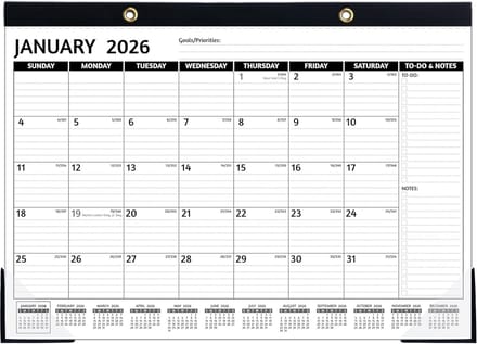 Bureaukalender 2026-2027 - 18 Maanden Overzicht - Middelgroot Formaat Zwart