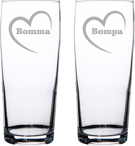 Bierfluitje gegraveerd - 19cl - Bomma-Bompa-hartje