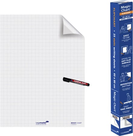 Magic-Chart Legamaster flipchart 60x80cm wit met ruit - 4 stuks