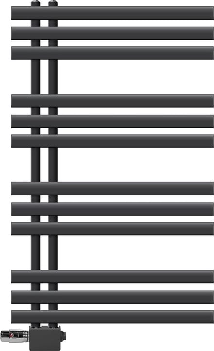 LuxeBath badkamer radiator IJzer EM 600x1000mm Antraciet Centreeraansluiting Aansluitset Thermostaat Universeel Hoek- en rechte doorvoer, design radiator Handdoekwarmer Handdoekdroger Handdoekradiator