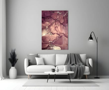 Glasschilderij - Abstract - Roze - 90x60 cm