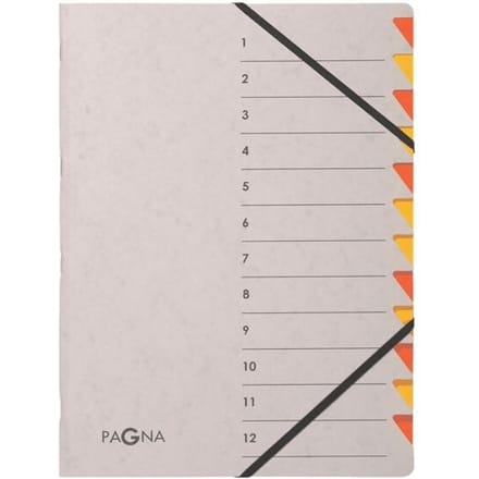 Sorteermap Pagna Easy A4 12 tabs Oranje/Geel/grijs