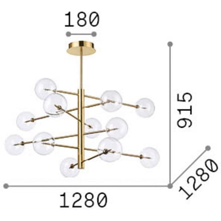 IDEAL LUX hanglamp Equinoxe, chroom/rookgrijs, 12-lamps