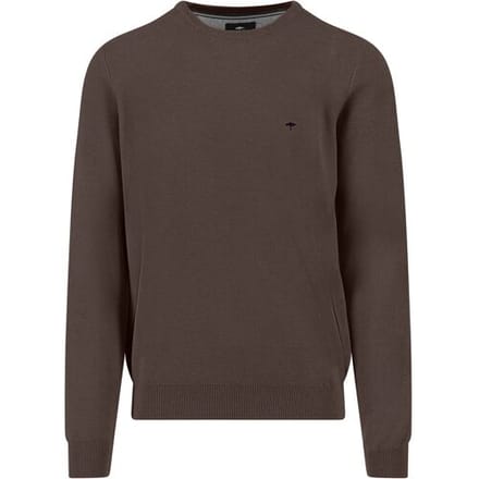 Fynch-Hatton Trui Fine Texture O-Neck Cotton Earth / male