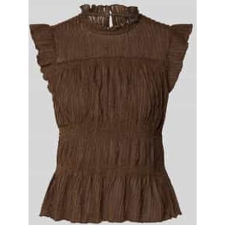 slim fit blousetop met rucheskraag model 'SHAILA'