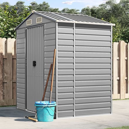 vidaXL - Tuinschuur - 191x130x198 - cm - gegalvaniseerd - staal - lichtgrijs