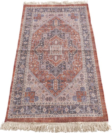 Vloerkleed - Katoen - 140x70cm - Bruin - rood - Beige