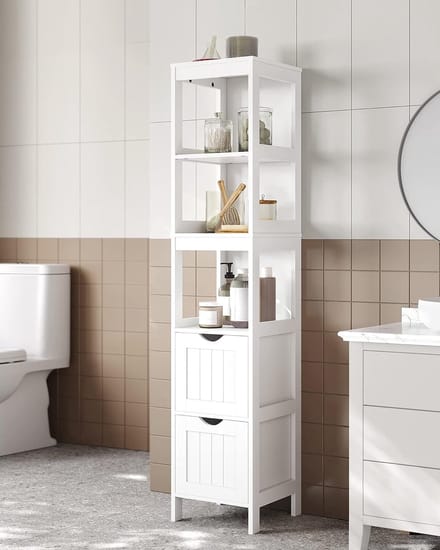 FurnStar - Badkamerkast - 2 Laden - 30x30x141.5cm – Wit