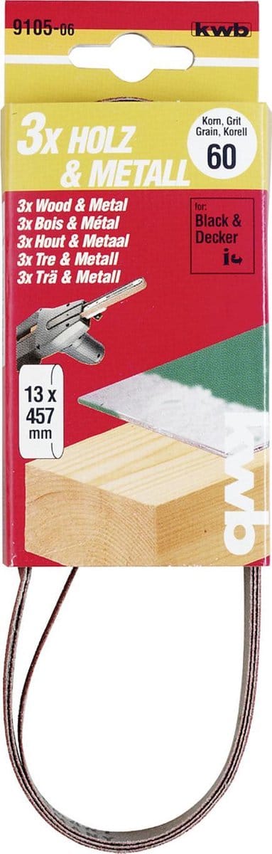 kwb 910504 Schuurbandset Korrelgrootte (num) 40 (l x b) 457 mm x 13 mm 3 stuk(s)