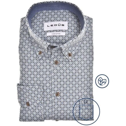 Ledûb Overhemd Elegant Vintage Style Fine Flanel Midden Blauw / male