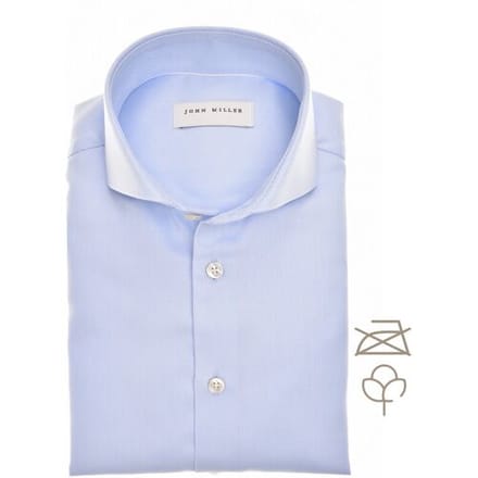 John Miller Overhemd Slim Solid Color Cotton Non-Iron Cutaway Collar Licht Blauw / male