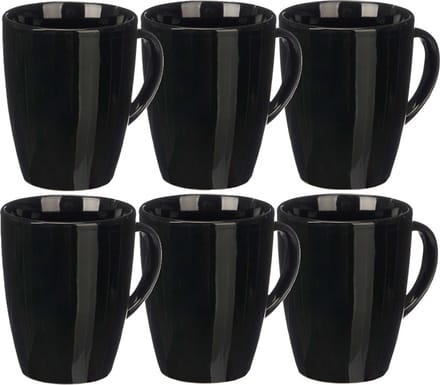 Vessia Design koffie mokken - 6x - zwart - keramiek - 330 ml