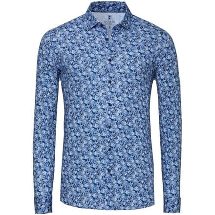 Desoto Overhemd Bold Flowers Pattern Blauw / male