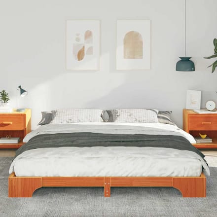 vidaXL - Bedframe - Bruin - 200 - x - 220 - cm - Massief - grenenhout