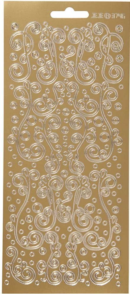 Stickers, swirl, vel 10x23 cm, goud, 1 vel