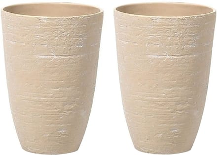 CAMIA - Bloempot set van 2 - Zandbeige - 35 cm - Stenenmix