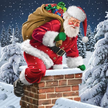 Servetten met kerstmotief 'Door de schoorsteen'