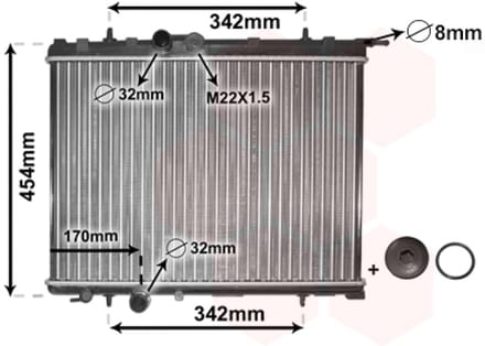 Van Wezel - RADIATOR VOOR PEUGEOT 206 1998-2009 133038