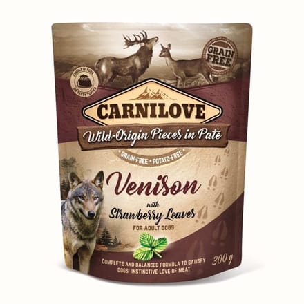 Carnilove Hert met aardbei blaadjes 300 gram