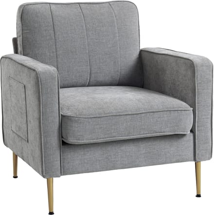 HOMCOM-Fauteuil-Polyester-81x84x87cm-Grijs