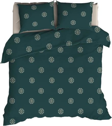 Romanette Flocons Dekbedovertrek - Eenpersoons - 140x200/220 cm - Forestgreen