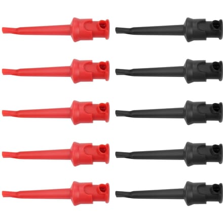 10 stuks P5002 Multimeter Test Haak Grijpers voor SMt SMD IC D20 Kabel Lassen (Zwart&Rood) black