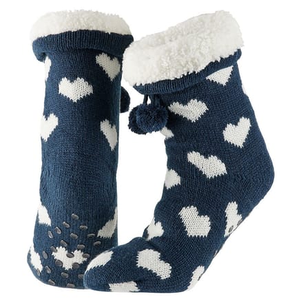 Apollo - Huissok met fake fur - Navy Blauw - Maat 36/41 - Huissok - Fluffy sokken - Slofsokken anti slip - Anti slip sokken - Warme sokken - Winter sokken