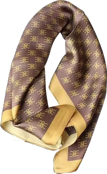 Zijde Sjaal Dames Deluxe - Design - Bruin en Beige - Sjawl - Satijn