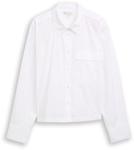 Tom Tailor Denim - Katoenen overhemdblouse met boxy pasvorm - Maat XL - White
