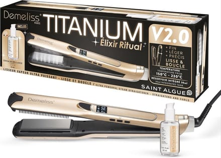 Stoomstijltang - Glad haar - Professioneel stylen - Vijf temperatuurniveaus - 30 ml tank - Titanium