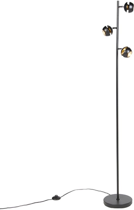 QAZQA buell fl - Vloerlamp - 3 lichts - H 1500 mm - Zwart
