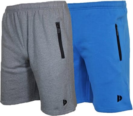 2-Pack Donnay Joggingshort (Nick) - Sportshort - Heren - Silver-marl/True blue (538) - maat S