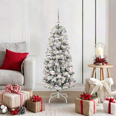 vidaXL - Kunstmatige - Hinged - Kerstboom - 150 - LED's - Groen - en - Wit - 120 - cm