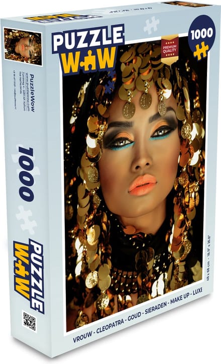 Puzzel Vrouw - Cleopatra - Goud - Sieraden - Make up - Luxe - Legpuzzel - Puzzel 1000 stukjes volwassenen