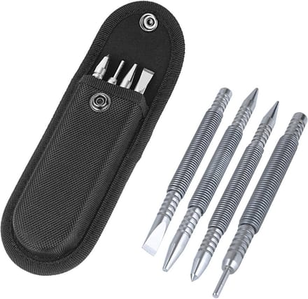 Nail Setter & Center Punch Set - Double Head Nail Set with Hammerless Chisel and Hinge Pin Remover
