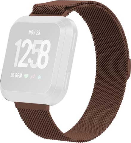 Milanees bandje - geschikt voor Fitbit Versa / Versa 2 - maat M/L - koffiekleurig