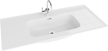 Grote Waskom Keramiek 100x46.5cm Wit Hoogglans met Overloop en Kraangat