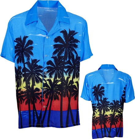 Hawaii shirt blauw palmbomen
