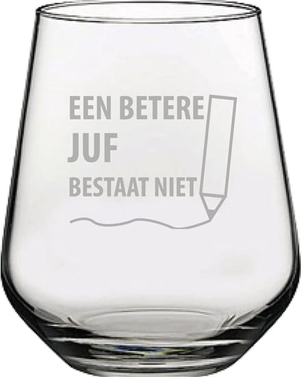 Gegraveerde Drinkglas 42,5cl een betere juf bestaat niet