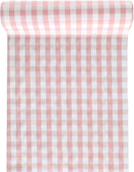 SANTEX - Roze vichy tafelloper 26 cm x 3 m guinguette thema