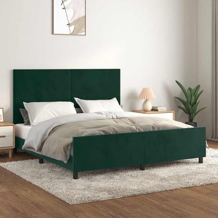 vidaXL - Bedframe - met - hoofdeinde - fluweel - donkergroen - 180x200 - cm