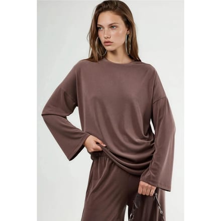 Ontspannen Pasvorm Crew Neck Lange Mouwen Blouse