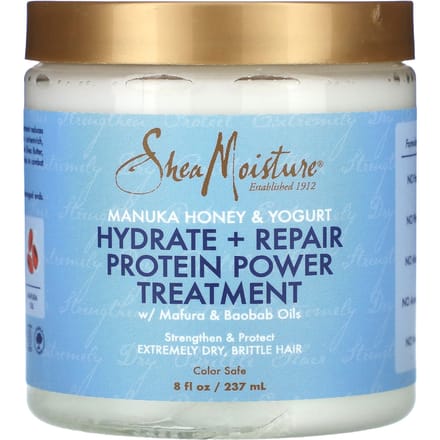 SheaMoisture, Manuka Honing & Yoghurt, Hydraterende + Herstellende Proteïne Power Treatment, 237 g (227 gr) white