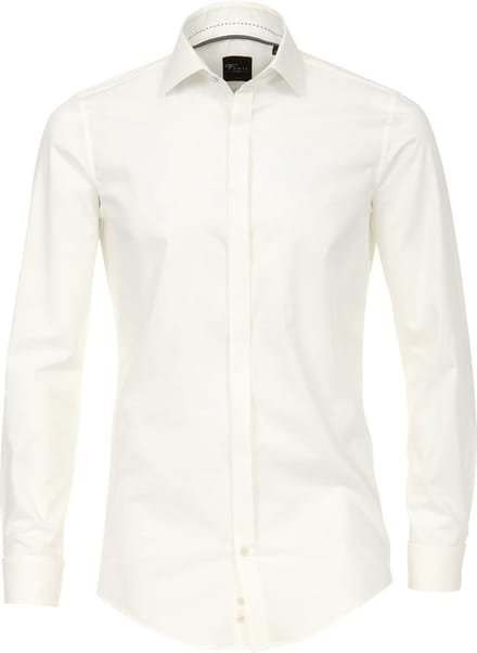 VENTI body fit overhemd - popeline - beige - Strijkvriendelijk - Boordmaat: 41