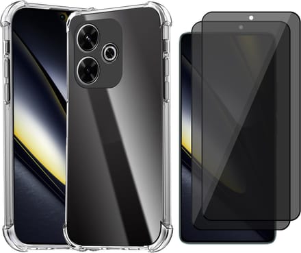 Hoesje geschikt voor Poco F6 - 2x Privacy Screenprotector Volledig Dekkend Glas - Shockproof Transparant