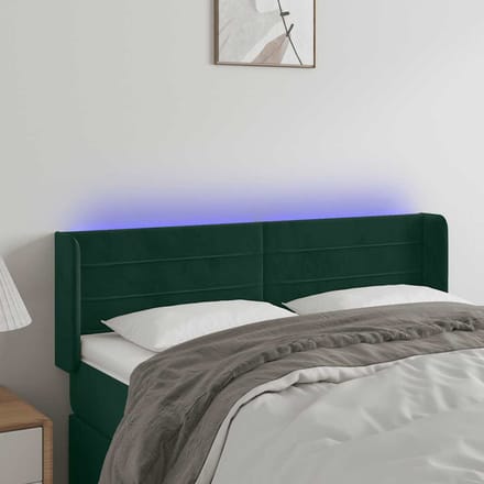 vidaXL - Hoofdbord - LED - 147x16x78/88 - cm - fluweel - donkergroen