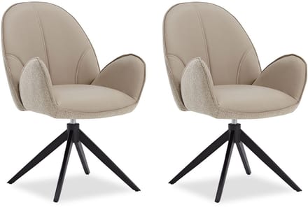 Homestyle4u Eetkamerstoelen - Set van 2 - Draaibaar - met armleuningen - Beige