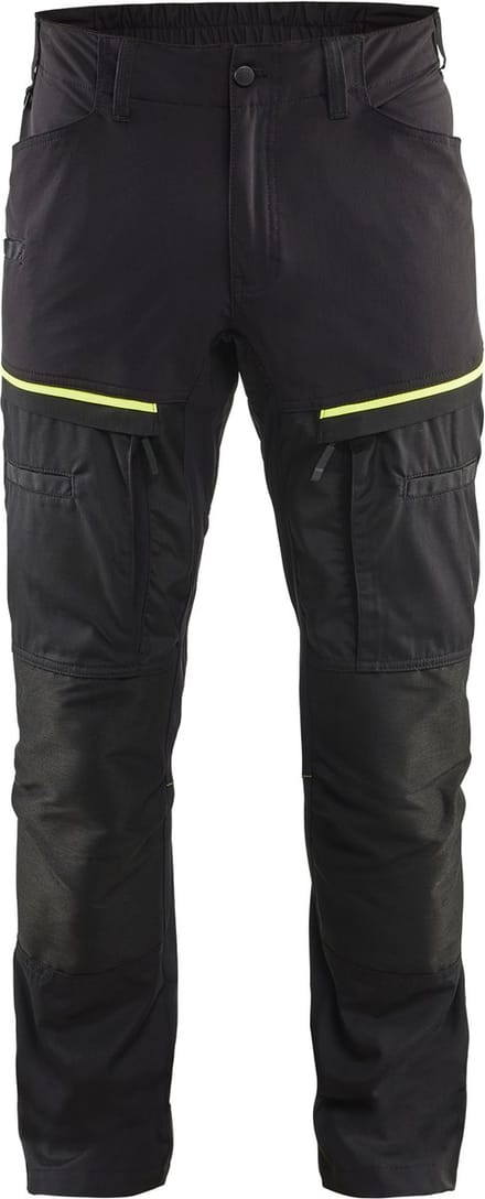 Blaklader Service werkbroek met stretch 1456-1845 - Zwart/High Vis Geel - D96