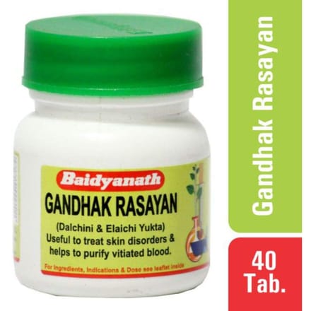 Baidyanath Asli Ayurved Gandhak Rasayan 40 Comprimés Complément Ayurvédique pour Soin de la Peau Unisexe