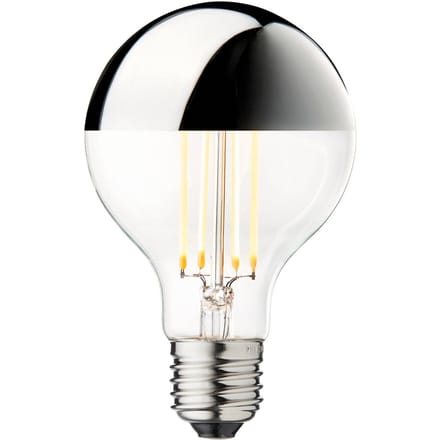 DESIGN BY US LED kopspiegellamp Globe 80, zilver, E27, 3,5 W, 2.700 K